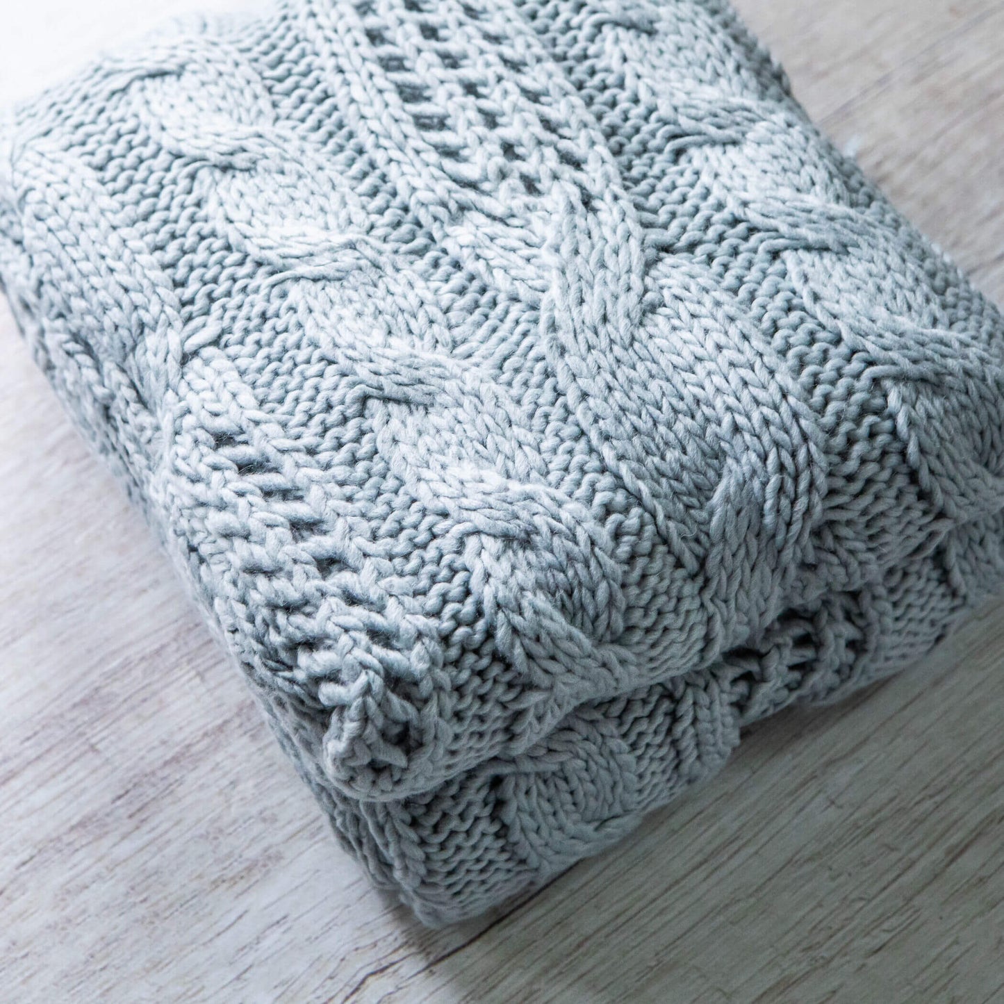 Cable Knit Blanket - Blue