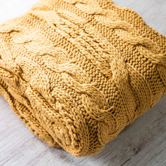 Cable Knit Blanket - Yellow
